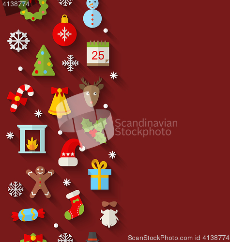 Image of Seamless Pattern with Christmas Flat Icons