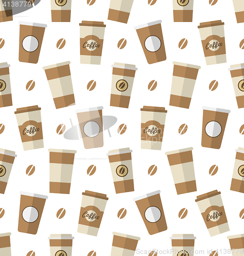 Image of Seamless Pattern with Disposable Coffee Cups