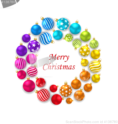 Image of Set of Colorful Christmas Glass Balls, Round Frame