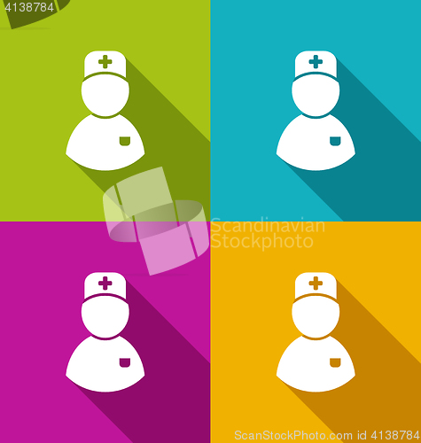 Image of Icons of medical doctor with shadow in modern flat design style