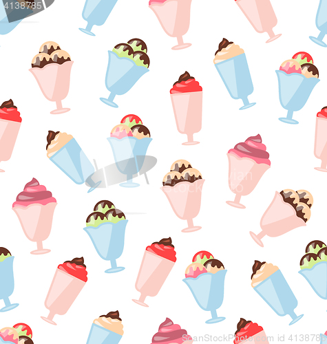 Image of Seamless Pattern with Colorful Ice Creams