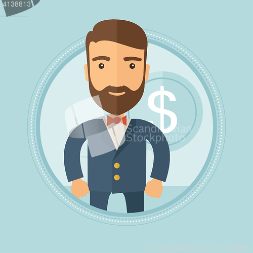 Image of Successful businessman with dollar coin.