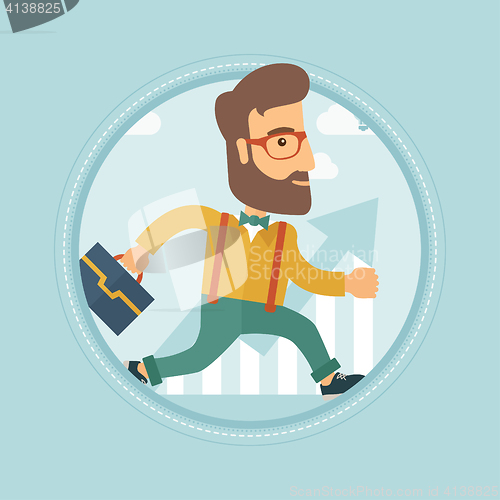 Image of Businessman running to success vector illustration