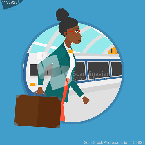 Image of Woman at the train station.