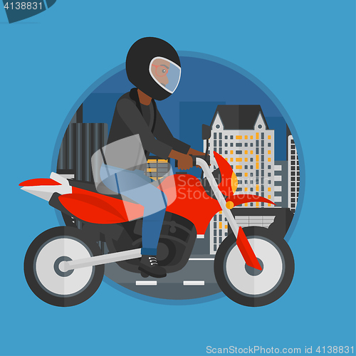 Image of Man riding motorcycle vector illustration.