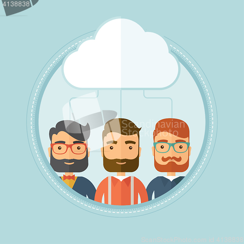 Image of Businessmen and cloud computing technologies.