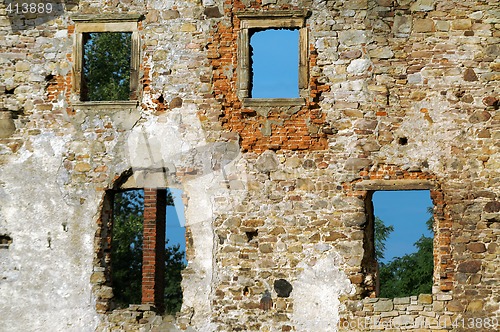 Image of Old hole wall bricks.