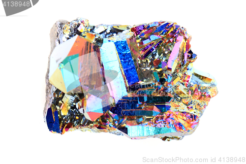 Image of crystal with metal rainbow surface