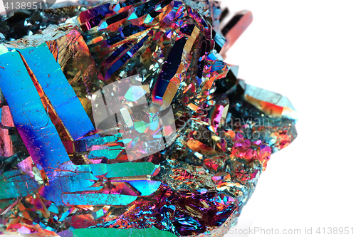 Image of crystal with metal rainbow surface