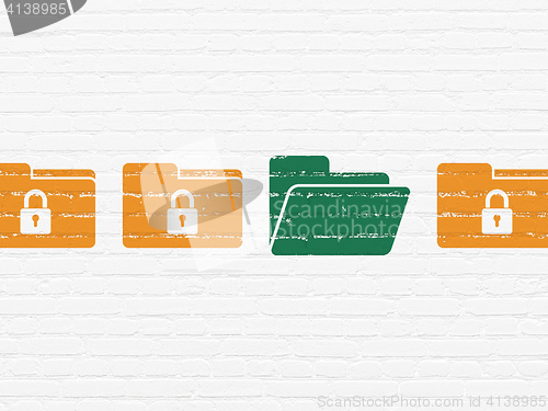 Image of Safety concept: folder icon on wall background