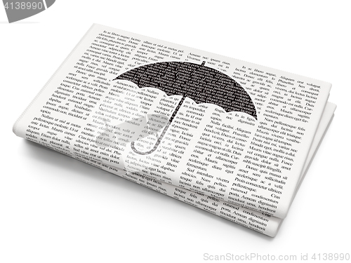 Image of Protection concept: Umbrella on Newspaper background