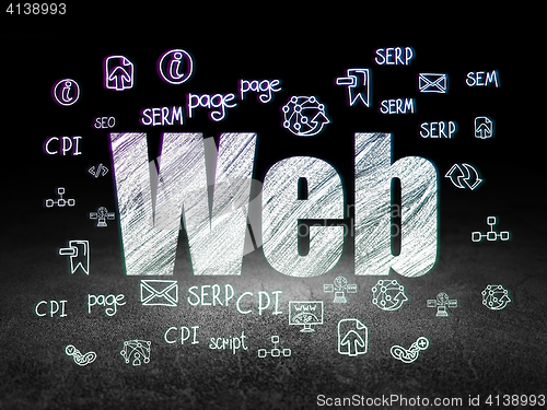 Image of Web development concept: Web in grunge dark room