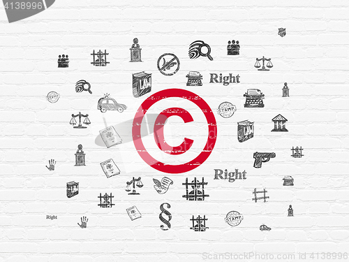 Image of Law concept: Copyright on wall background