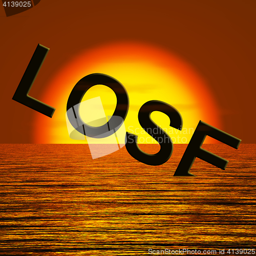 Image of Lose Word Sinking Representing Defeat And Loss