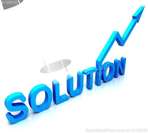 Image of Blue Solution Word Shows Success And Strategy