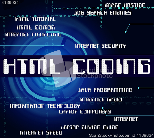 Image of Html Coding Represents Hypertext Markup Language And Cipher