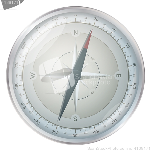 Image of glossy silver compass illustration