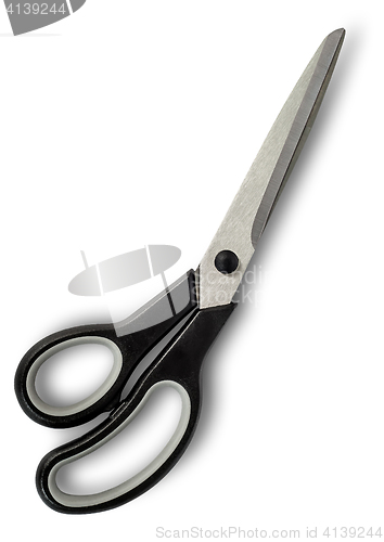 Image of Closed big scissors with black handles
