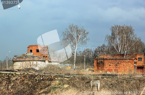 Image of Abandoned Destroyed Technical Brick Buildings