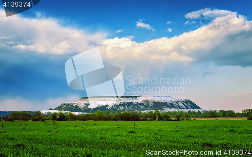 Image of Field Landscape With Cumulus Clouds Over The White Mountain