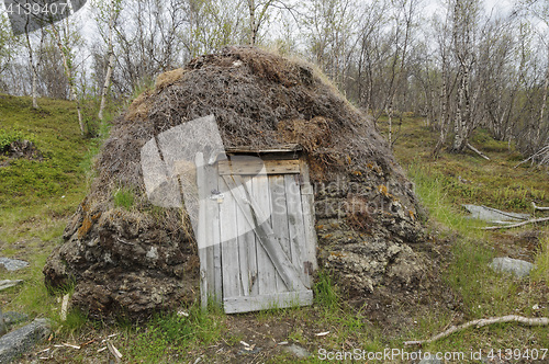 Image of Goat hut (gaicagoahti) in a Sami Camp