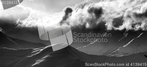 Image of Black and white on evening mountain and sunlight clouds