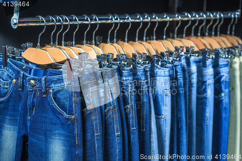 Image of blue jeans in a shop