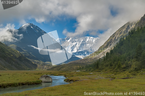 Image of Wiew onto Belukha peak from Akkem lake valley