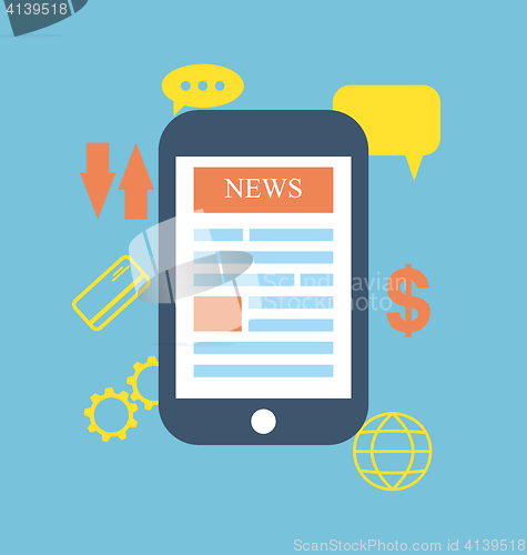 Image of Icon concept symbols phone global news information business onli