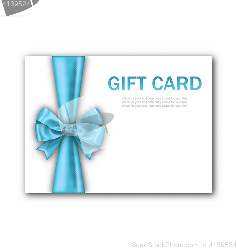 Image of Decorated Gift Card with Blue Ribbon and Bow