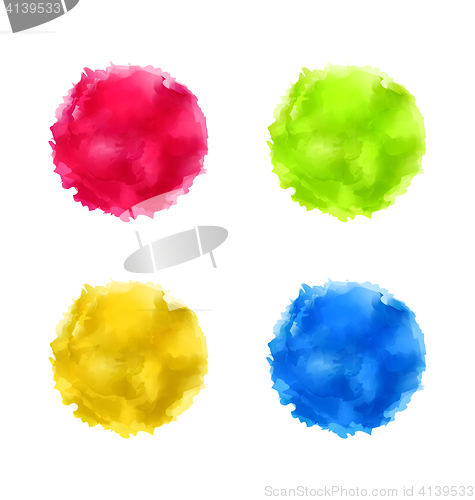 Image of Set abstract watercolor splash, colorful paint circles 