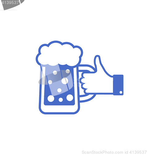 Image of Icon of Blue Thumb Up with Mug of Beer