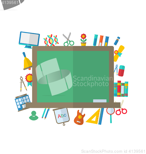 Image of Flat Icons of Blackboard and other Elements