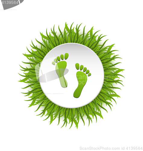 Image of Eco Friendly Footprints on Green Grass