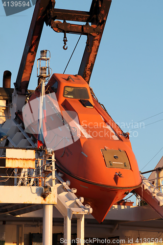 Image of  orange rescue boat slide