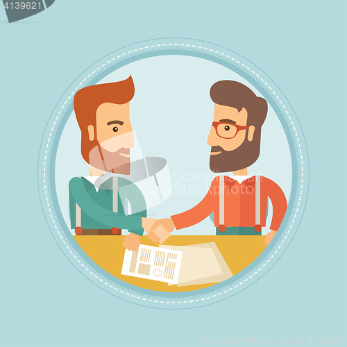 Image of Business people shaking hands vector illustration.