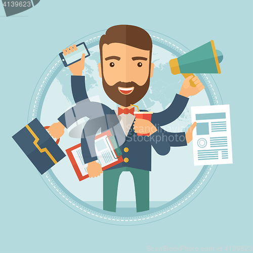 Image of Man coping with multitasking vector illustration.