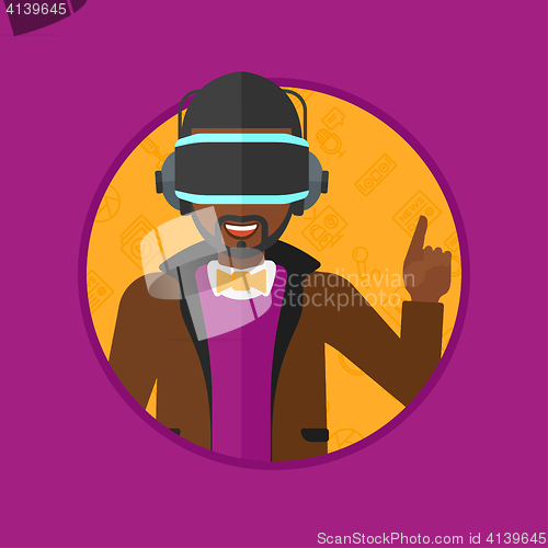 Image of Man wearing virtual reality headset.