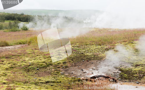 Image of Geothermally active valley of Haukadalur