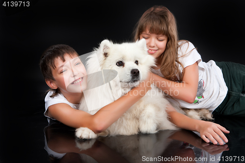 Image of Girl, Boy And Dog