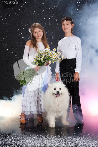 Image of Girl, Boy And Dog