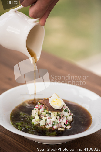 Image of Traditional Russian kvass soup okroshka