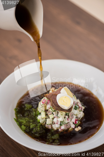 Image of Traditional Russian kvass soup okroshka