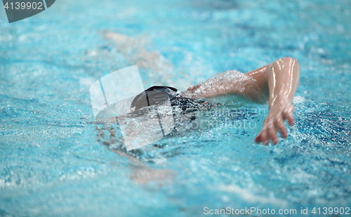Image of swimmer in motion a front view