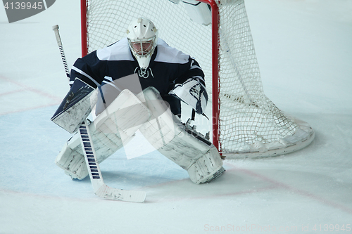 Image of  Hockey goalkeeper during a game