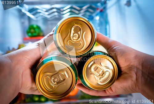 Image of Man taking beer from a fridge