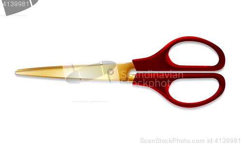 Image of Golden scissors isolated on white background.