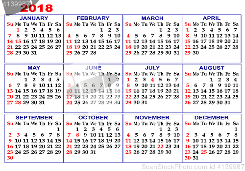 Image of Calendar for 2018.