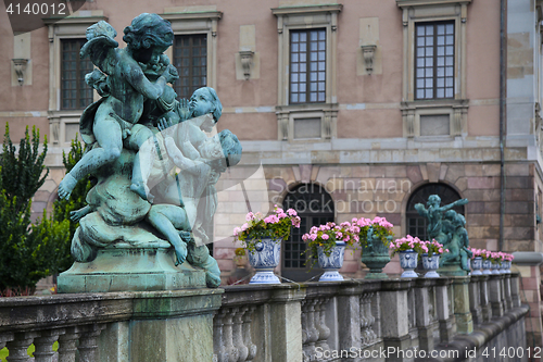 Image of Bronze sculpture Barmhertighet at the Royal palace statue, Stock