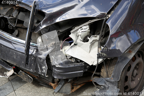 Image of Close-up of the car crashed after the accident on street